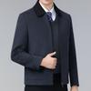 Двойной воротник, чистая шерсть, мужская куртка, осень-зима, кашемировое короткое пальто для людей среднего возраста, высококачественное шерстяное пальто для папы