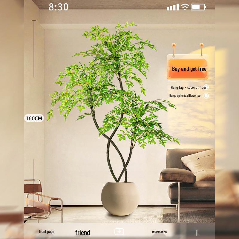 Нандина Роскошное Искусственное Дерево - Напольное Украшение для Помещений и Бионическое Зеленое Растение в Горшке