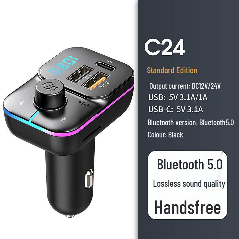 Автомобильный MP3-плеер Bluetooth с двойным дисплеем, определением напряжения и адаптером прикуривателя Super PD для быстрой зарядки