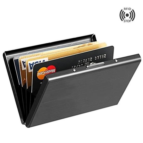 Карманный органайзер из нержавеющей стали с RFID блокировкой от считывания для кредитных карт