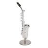 Alto Saxophone Ornaments Mini Sax Decoration Musical Instrument Model Gift with Box Base 14cm