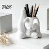 Подставка для ручек "Кот Талос", Милый смоляной настольный органайзер, Забавная фигурка, Декоративная статуэтка-хранилище для канцелярских принадлежностей, Креативное настольное украшение для дома
