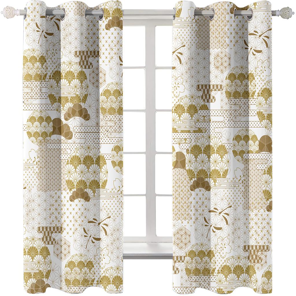 Japanese Landscape Luxurious Flower Window Panel Drapes in Children Bedroom Living Room Hall Treatments Kitchen Decor Drapes Blinds