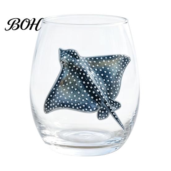 Stylish Nautical Themed Cup Marine Animal Theme Clear Glass Tumbler, Handcrafted Painted Glassware, Elegant Celebration Gift Creative Unique Drinking