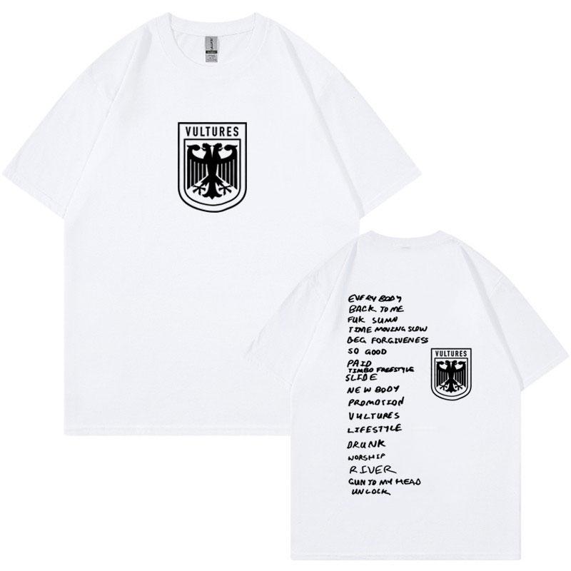 Vultures Канье Уэст Новый Музыкальный Альбом Логотип Футболка Мужская Одежда Хип-Хоп Панк Футболка Унисекс Винтажные Хлопковые Футболки с Коротким Рукавом