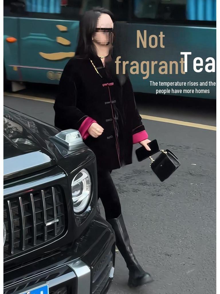 Женское свободное хлопковое пальто в китайском стиле - осень и зима, плотное, большого размера, на пуговицах