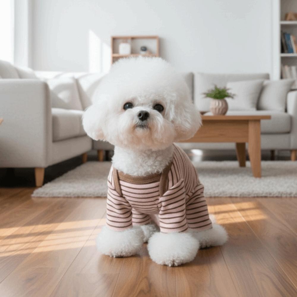 Soft Dog Jumpsuit Elastic Dog Home Clothing Pet Sleepwear Striped Dog Base Shirt  Belly Protection