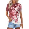 Женская модная повседневная рубашка с отворотом и коротким рукавом с цветочным принтом, женские топы на пуговицах