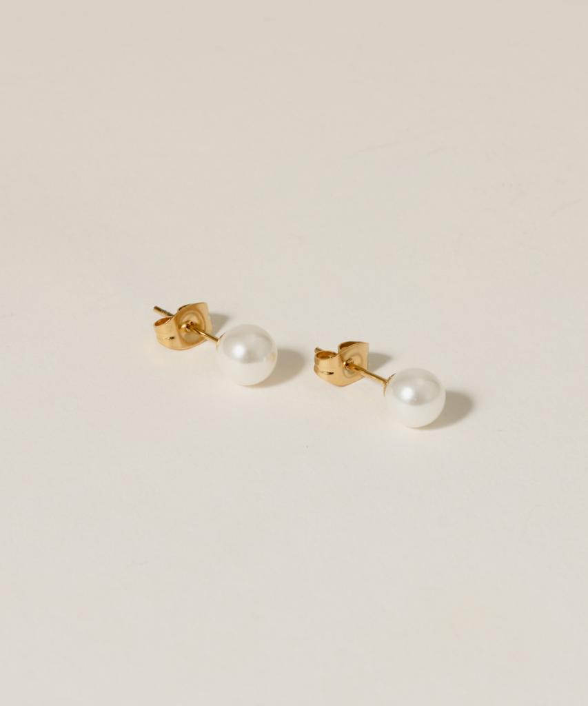 Серьга-пусета Tokyo Pearl для начинающих [Нержавеющая сталь] / Золотой