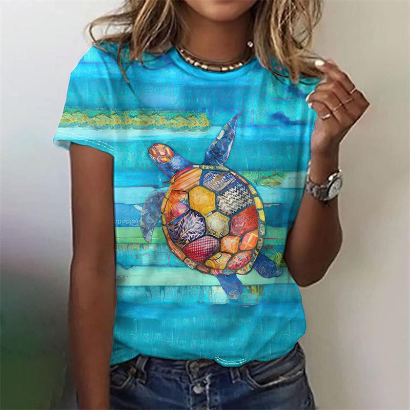 Funny Animal Pattern T-Shirt For Women Cute Fox 3D Printed T Shirts Summer Casual Daily Round Neck Tops Short Sleeves Loose Tees