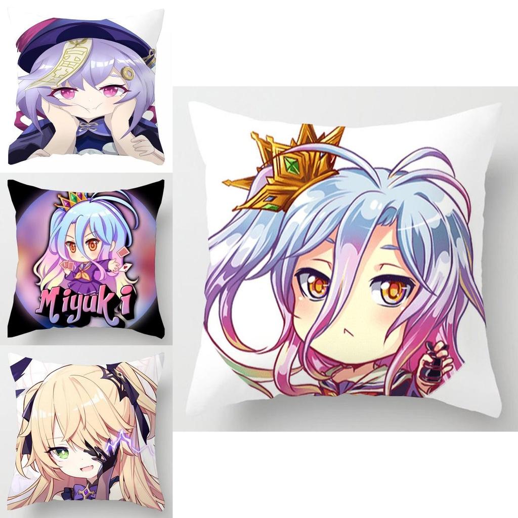 Мультяшная наволочка Genshin Impact Мягкая полиэстеровая наволочка из персиковой кожи для домашнего декора