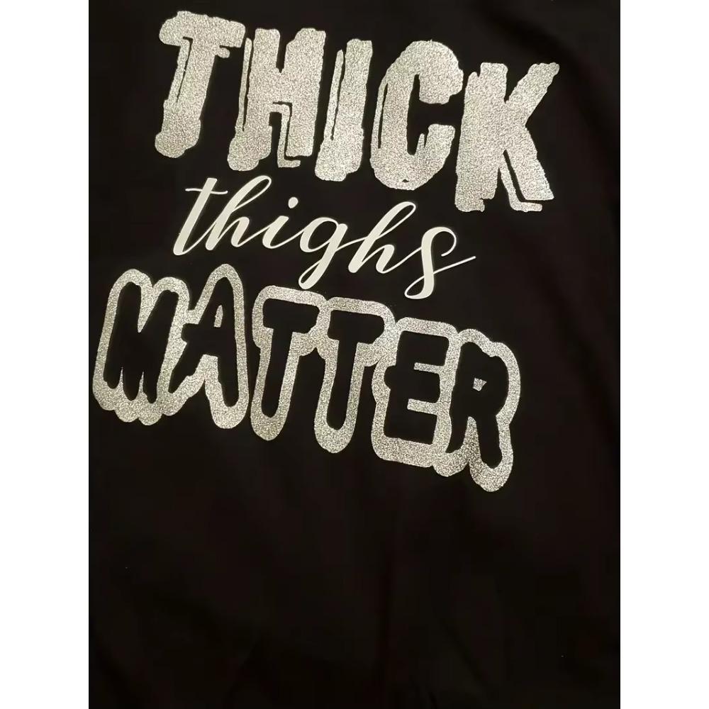 Футболка большого размера, повседневная, женская, с блестками, с принтом букв, с коротким рукавом, круглым вырезом, высокой эластичностью