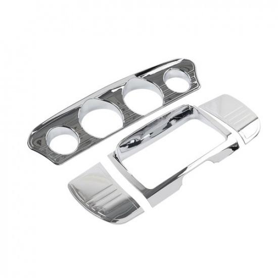 Chrome Tri Line Gauge Stereo Accent Cover For Harley Touring Electra Glide