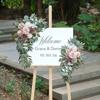 Artificial Wedding Arch Flowers Kit Boho Dusty Rose Blue Eucalyptus Garland Drapes for Wedding Decorations Welcome Sign