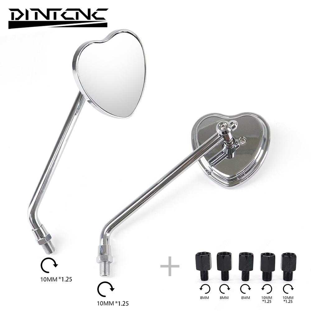 M8/M10 Universal Heart Shape Aluminum Rearview Mirror Motorcycle Bike Parts For Vespa For YAMAHA 8MM 10MM Mirrors Accessories