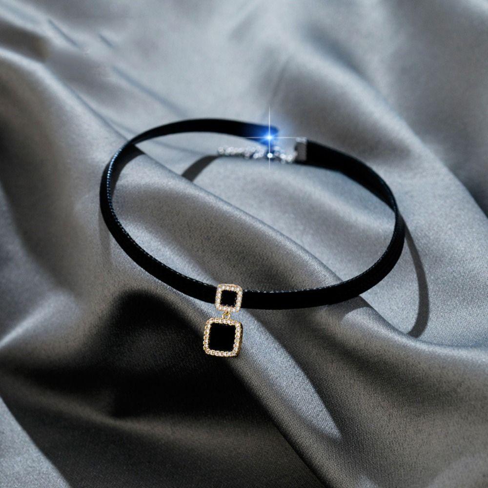 Подарок Темперамент ПУ Колье Корейский Стиль Ювелирные Изделия Панк Ожерелье Блестящее Циркониевое Ожерелье Женский Чокер