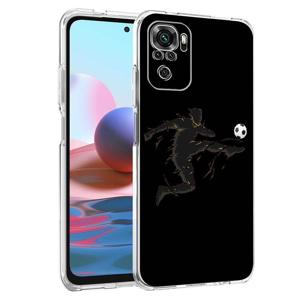 New Square Clear Phone Case For Xiaomi Redmi Note 12 11 9S 9 8 10 Pro+ 7 8T 9C 9A 8A K40 Gaming Cover Football Player Soccer Art