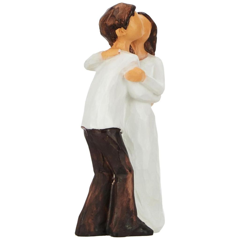 Hand-Painted Medium Size Romantic Couple Statue | Beautiful Resin Home Decor (Pack of 1, White and Brown Color)