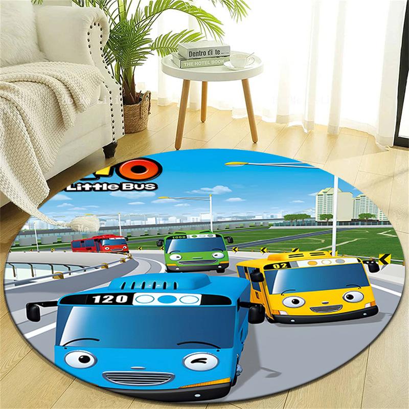 1pc Tayo The Little Bus1 Design Printed Area Round Carpet for Bedroom Living Room Home Decor Rugs Mat Non Slip Mat Rug for Bedside