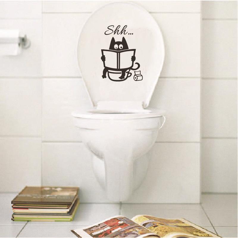 Забавная наклейка с котом на унитаз Наклейка на крышку унитаза