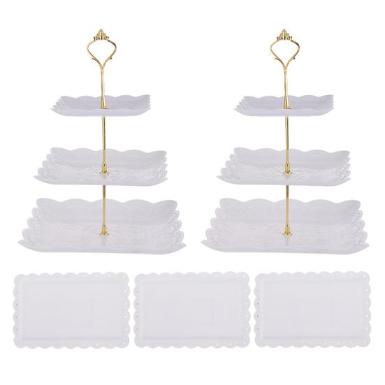 3-Tier Cupcake Stand Holder Plastic Serving Platter for Afternoon Tea Dessert Display Stand for Weddings Parties