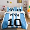 Blue White Stripes Messi 10 Bedding Duvet Cover Set Duvet Cover Pillowcases  (1*Duvet Cover 2*Pillowcases, without duvet insert)