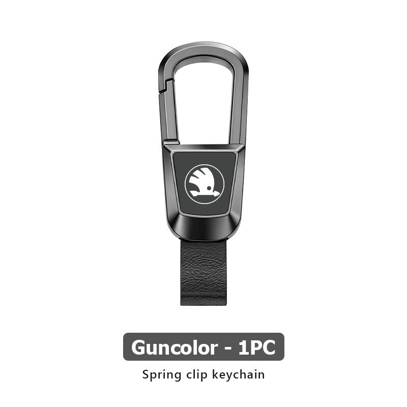 VIJT4 For Skoda Alloy Car Keychain Key Chain Leather Key Ring Fabia 1 2 Octavia a7 RS Superb Rapid Yeti Karoq Vision