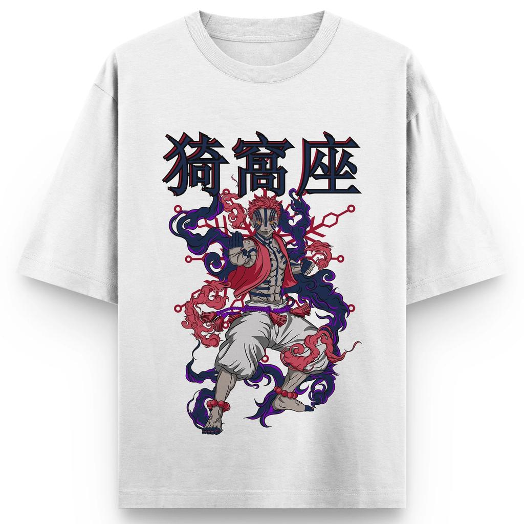 Demon Slayer Kimetsu No Yaiba Akaza Upper Moon Three Graphic Print Cotton T Shirts for Unisex 2025 Summer Anime Streetwear Short