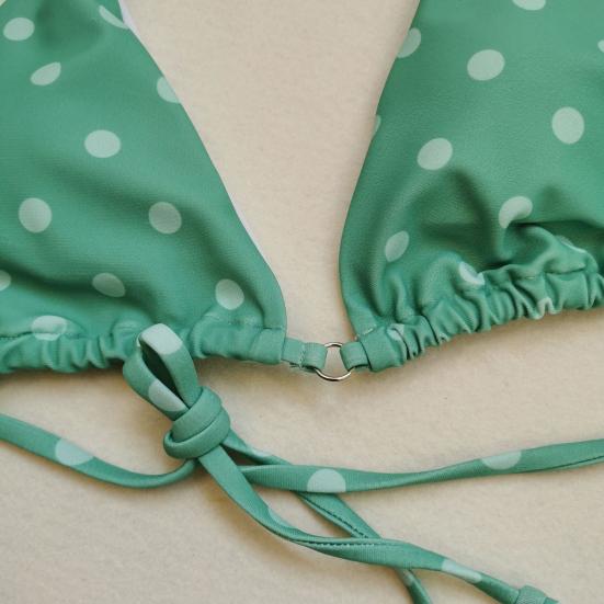 Женский комплект бикини, однотонный/принтованный бандажный комплект из двух частей, треугольная чашка с лямкой на шее