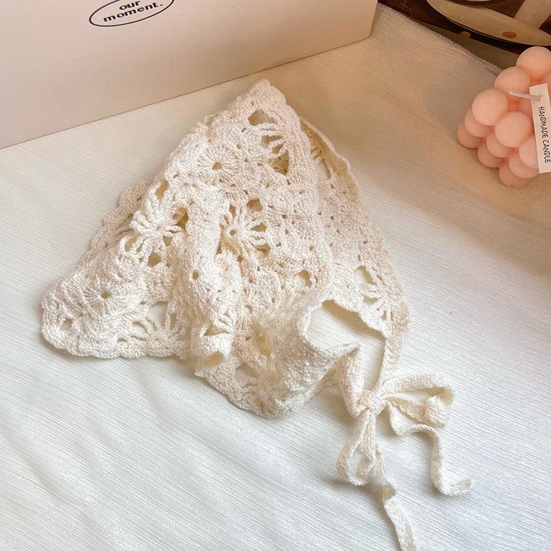 Модный вязаный платок, шапка, французский пасторальный стиль, треугольная повязка на голову, ручная работа, повязка на голову, полотенце, ретро-цветок, платок на голову