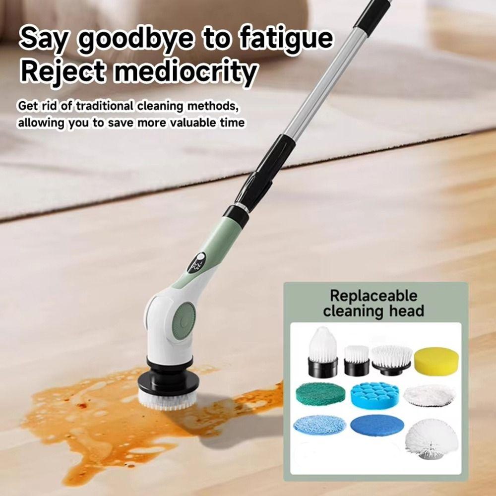 Handheld Telescopic Wireless Cleaning Brush Replaceable Head Window Cleaner Bathroom