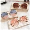 3PCS  Fashion Gradient Sunglasses Women Brand Design Vintage Pilot  Retro Shades Cutting Lens Gradient Sun Glasses Female UV400