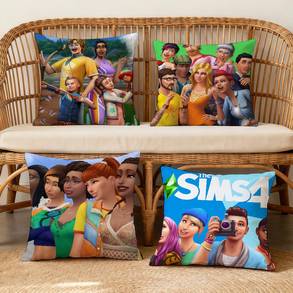 Подушка-чехол S-Sims 4 Квадратный декоративный чехол для подушки-плед Диван Кровать Машина Гостиная Подарки на День Рождения Юбилей