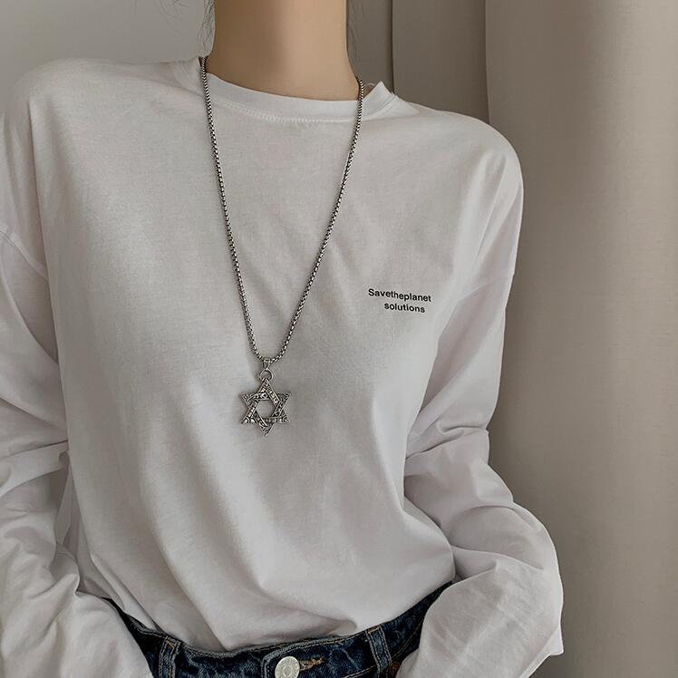 Шестиконечная звезда Давида, кулон, ожерелье, двустороннее ретро, ​​титановая сталь, ювелирные изделия в стиле панк для мужчин и мальчиков