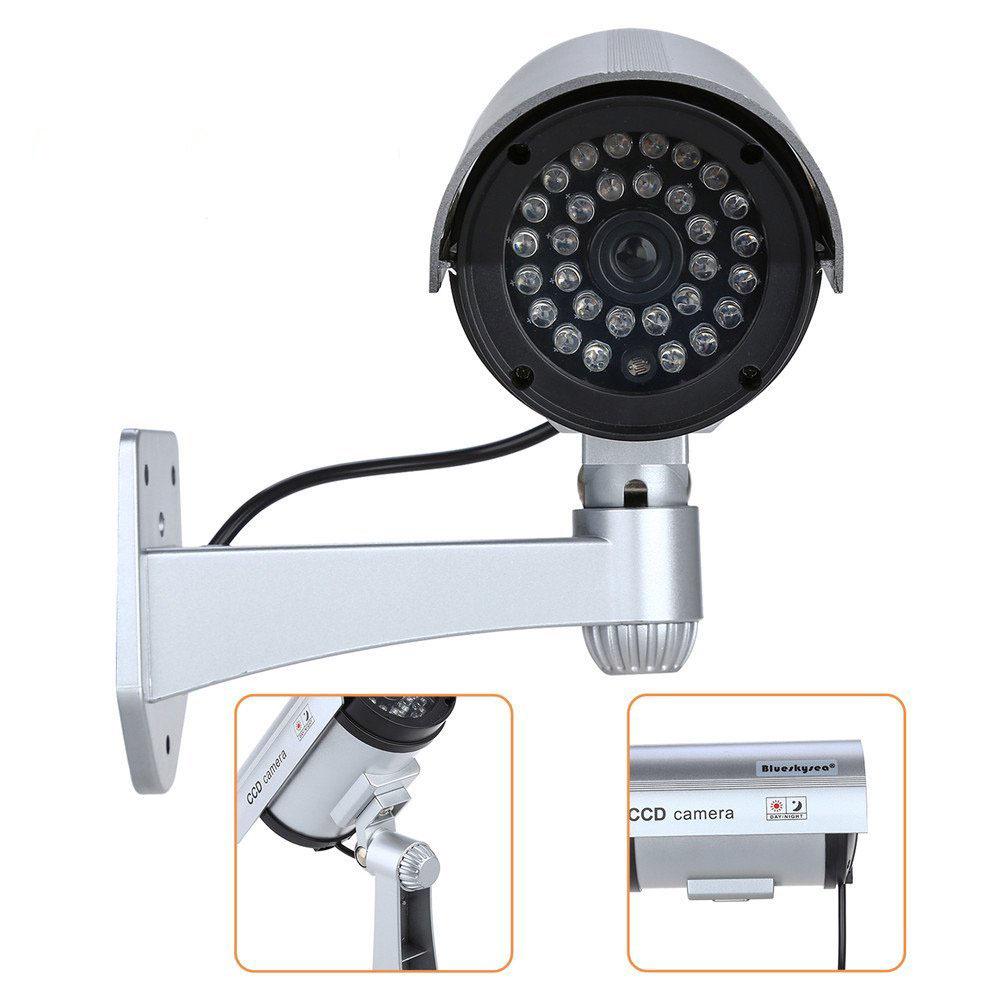 Waterproof Indoor/Outdoor Simulated Surveillance Camera with Flashing Light