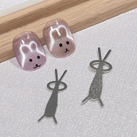 Magnetic Nail Art Tool Bunny Shaped Cat Eyes Magnet for Gel Polish Professional Grade Metal Plate with Bunny Design Salon Manicure Essential