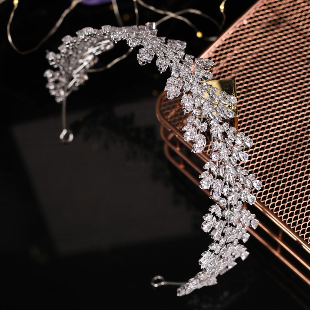 Echsio Crystal Hairbands Newest Bridal Fancy Wedding Clear Tiara for Women Jewelry Gift Party Romantic CZ Stone BC6070