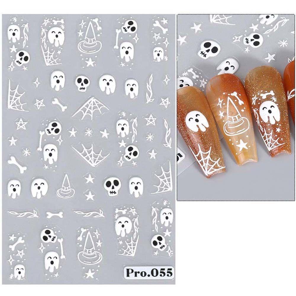 Наклейки на ногти в виде тыквы на Хэллоуин, узор в виде черепа-призрака, наклейки на ногти на Хэллоуин, красочный маникюрный салон