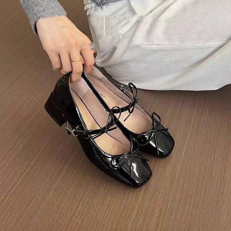 Новый нежный темпераментный бант с туфлями Мэри Джейн женские туфли-лодочки на толстом каблуке