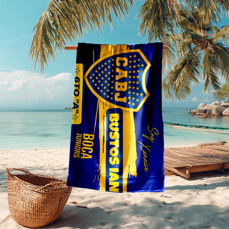 proof beach towel with Club Atlético Boca Juniors pattern - soft,absorbent,quick-drying,machine washable - perfect for swimming,camping,bathing