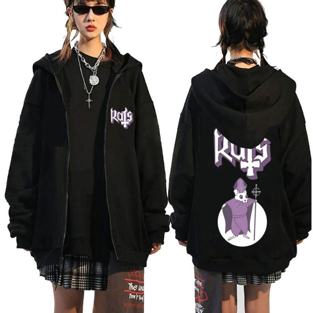 Толстовка с капюшоном Ghost Band Zipper, осень-зима, для мужчин и женщин, повседневная, свободного покроя, мужская, винтажная, готическая, рок, металлическая, на молнии