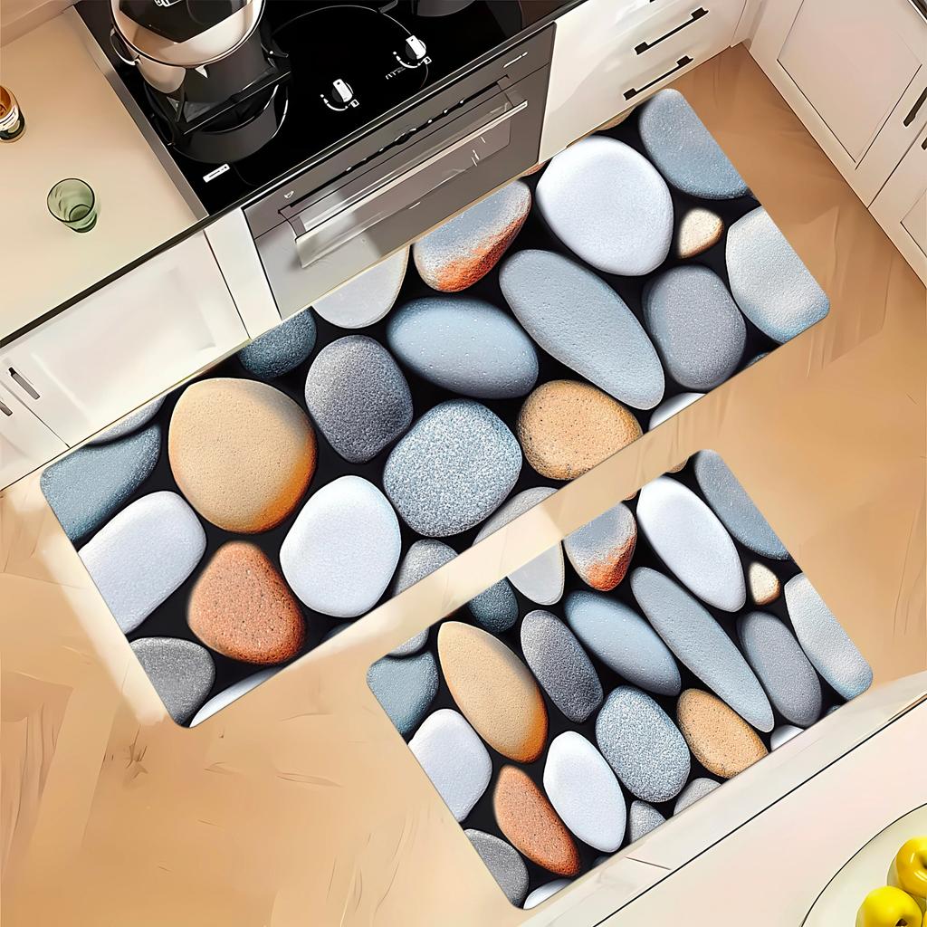 1 шт. анти-усталостные кухонные коврики, 3D-принт с диатомитовой галькой, водонепроницаемый нескользящий толстый мягкий кухонный коврик, прочный, удобный стоячий коврик для кухни