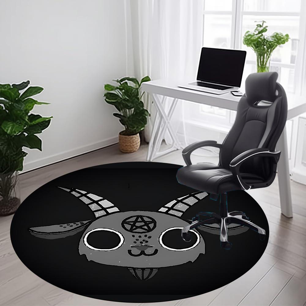 1pc Baphomet Goat Office Round Area Rug, Indoor Mat Suitable ForOffice, Under Office Chairs Bedroom Living Room Home Decor, Room Deco u24