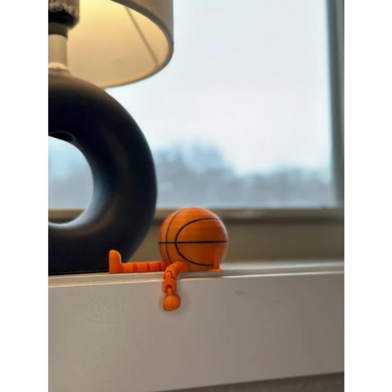 Sports Ball Figurine Collection,Miniatures Ball Sports Set with Articulated Leg, Funny 3D Printed Golf,Basketball,Soccer Desktop Decor,Office Desk