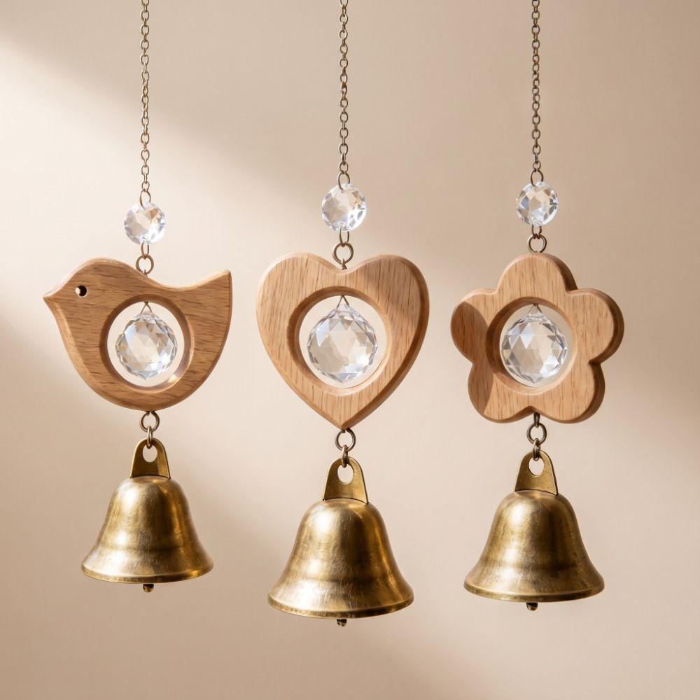 Crystal Prism Bird Wind Chimes Wooden Sun Catcher Vintage Crystal Pendant Home