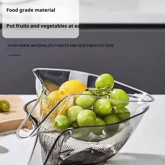 Корзина для сушки фруктов со съемным ситом, пищевая, без BPA, прозрачная, для чистки фруктов, кухонная раковина, улавливатель еды, сушилка
