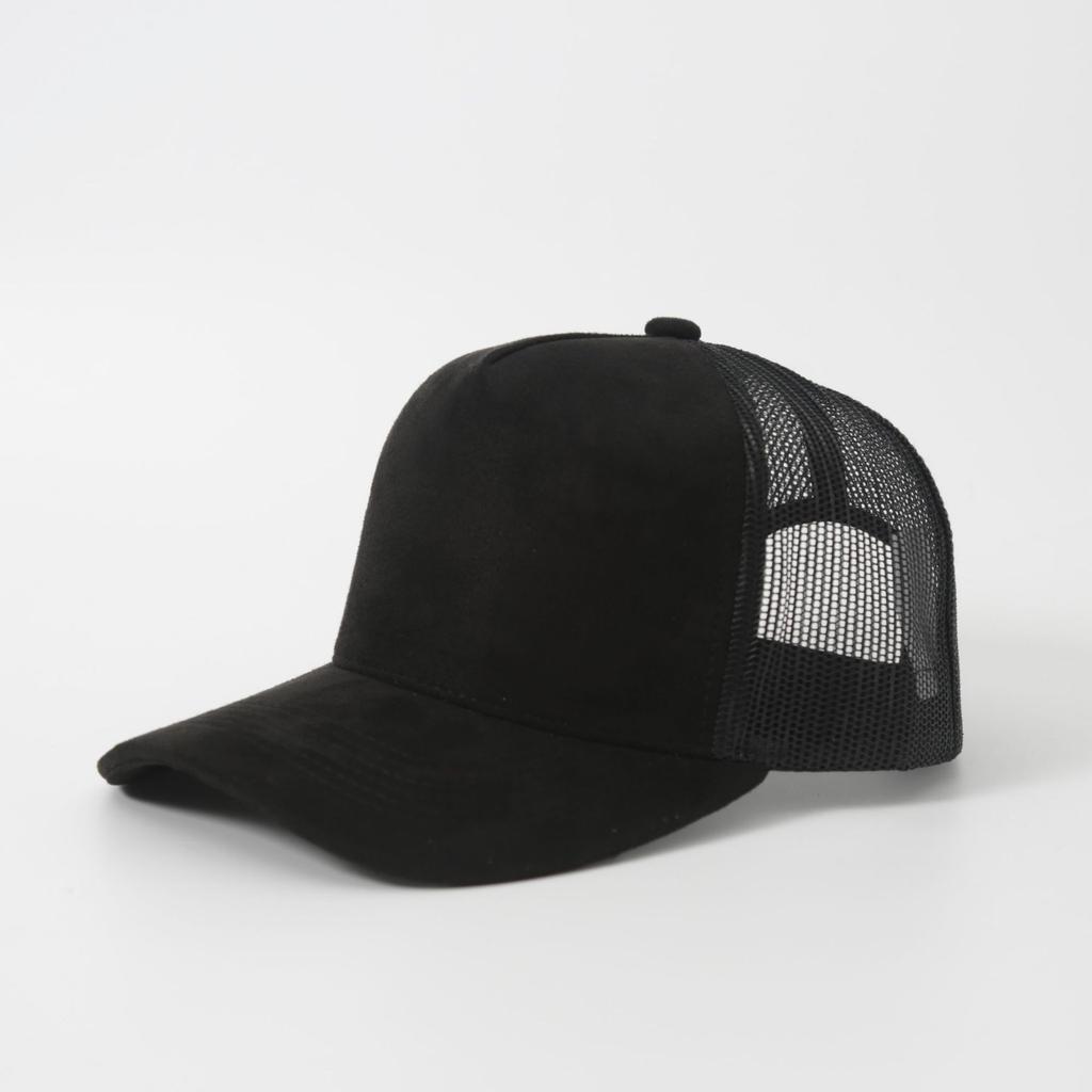 Suede mesh baseball cap solid color embroidered hard top cap summer sun protection high gram weight hat