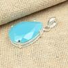 Faceted Blue Chalcedony Gemstone 925 Solid Silver Handmade Women's Jewelry Pendant