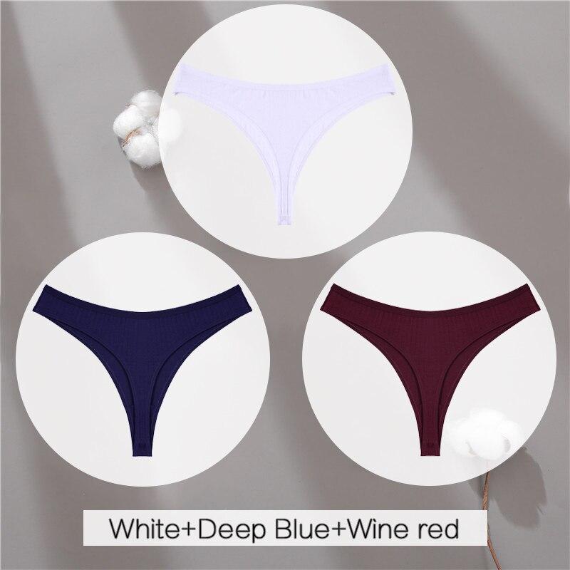 FINETOO Женские сексуальные трусики с низкой посадкой, 3 шт., стринги из 95% хлопка, нижнее белье, нижнее белье, женские трусы, сексуальное женское белье, однотонные брюки