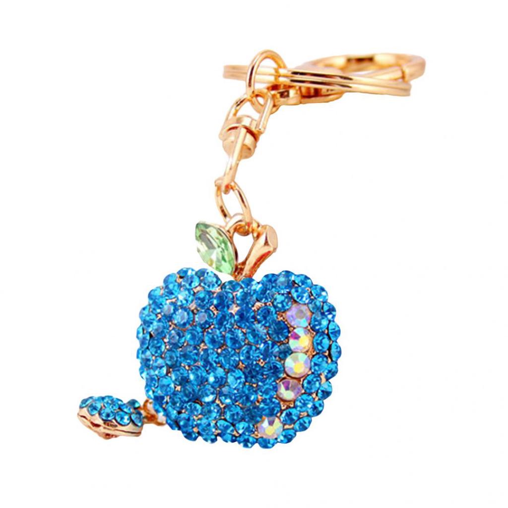 Милый брелок из сплава в форме яблока со стразами разных цветов